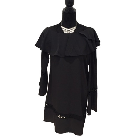 WALTER BAKER Black Graham Off Shoulder Dress Sz 4 NWT - Picture 7 of 11